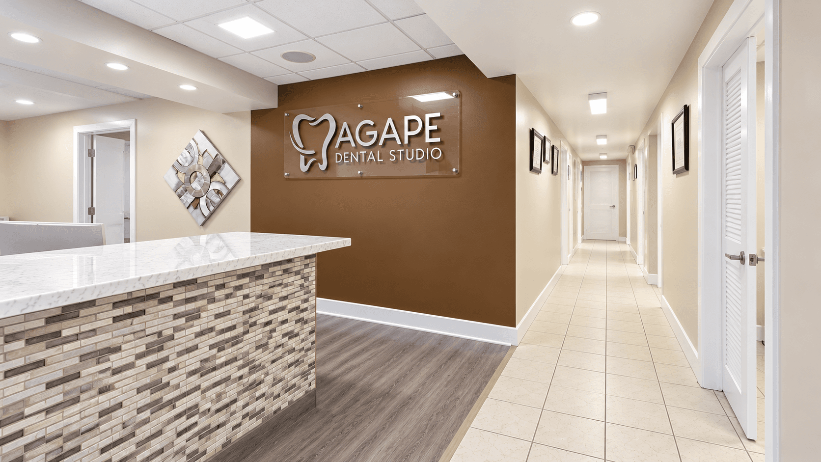 Agape Dental Studio reception and office hallway
